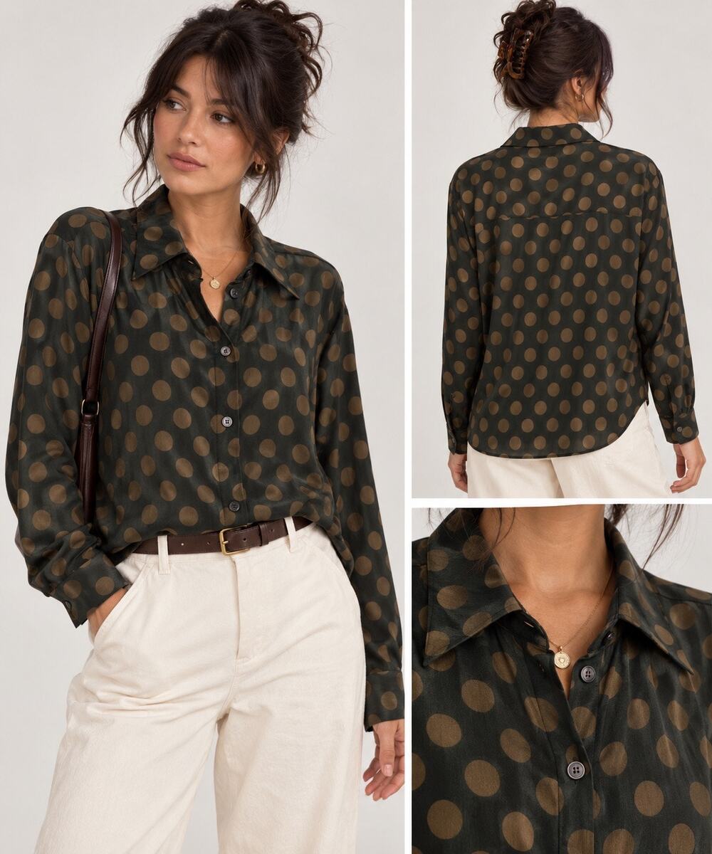 Foxcroft Women’s 10 Wrinkle Free Shaped Fit Polka Dot Button Down Blouse